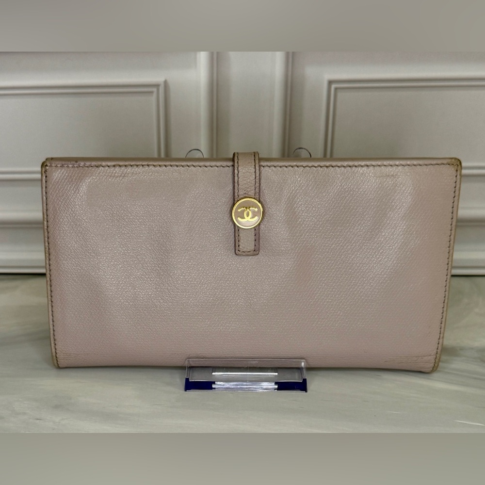 Chanel Long Wallet Light Gray Lilac Leather CC Snap Closure | Dust Bag/Shpg Bag - Picture 2 of 9